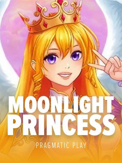 Moonlight Princess lobby tile: the smiling princess with long golden hair and a gold crown makes a V sign above the words Moonlight Princess, Pragmatic Play.