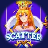 The princess scatter: the princess in a gold crown with white wings above the word Scatter.
